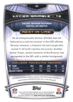 2014 Bowman - Rookies Rainbow Black #40 Xavier Grimble Back