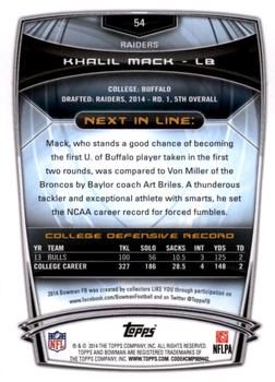 2014 Bowman - Rookies Rainbow Black #54 Khalil Mack Back