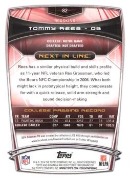 2014 Bowman - Rookies Rainbow Black #82 Tommy Rees Back