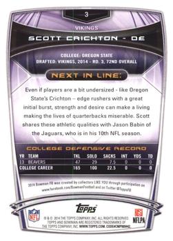 2014 Bowman - Rookies Rainbow Silver Ice #3 Scott Crichton Back