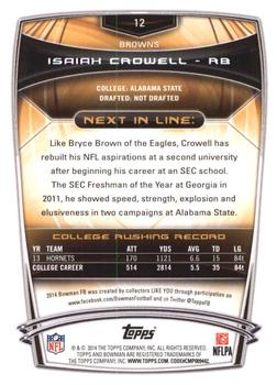 2014 Bowman - Rookies Rainbow Silver Ice #12 Isaiah Crowell Back