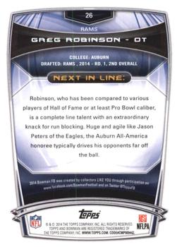 2014 Bowman - Rookies Rainbow Silver Ice #26 Greg Robinson Back