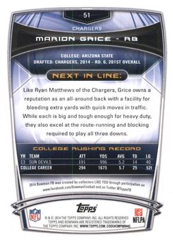 2014 Bowman - Rookies Rainbow Silver Ice #51 Marion Grice Back