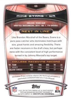 2014 Bowman - Rookies Rainbow Silver Ice #66 Mike Evans Back