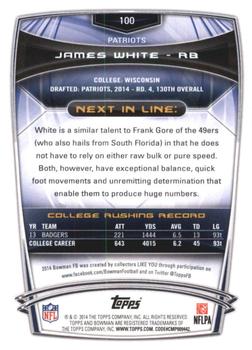 2014 Bowman - Rookies Rainbow Silver Ice #100 James White Back