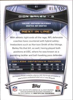 2014 Bowman - Rookies Rainbow Blue #41 Dion Bailey Back