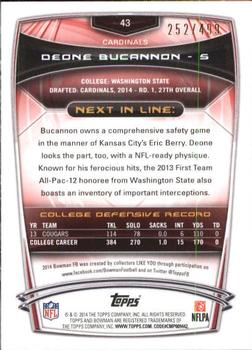 2014 Bowman - Rookies Rainbow Blue #43 Deone Bucannon Back