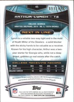2014 Bowman - Rookies Rainbow Blue #45 Arthur Lynch Back
