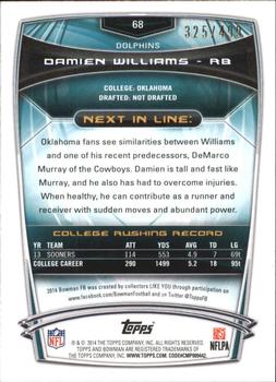 2014 Bowman - Rookies Rainbow Blue #68 Damien Williams Back