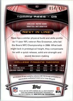 2014 Bowman - Rookies Rainbow Blue #82 Tommy Rees Back