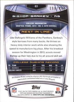2014 Bowman - Rookies Rainbow Blue #83 Bishop Sankey Back