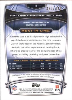 2014 Bowman - Rookies Rainbow Gold #18 Antonio Andrews Back