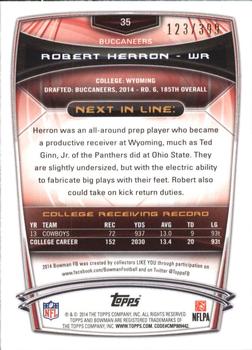 2014 Bowman - Rookies Rainbow Gold #35 Robert Herron Back