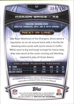 2014 Bowman - Rookies Rainbow Gold #51 Marion Grice Back