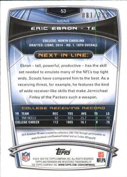 2014 Bowman - Rookies Rainbow Gold #53 Eric Ebron Back