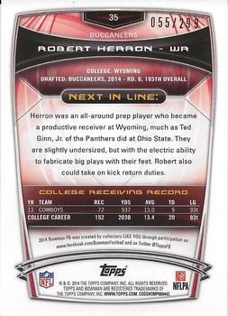 2014 Bowman - Rookies Rainbow Orange #35 Robert Herron Back