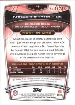 2014 Bowman - Rookies Rainbow Orange #49 Kareem Martin Back