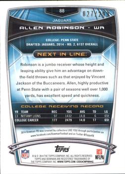 2014 Bowman - Rookies Rainbow Orange #88 Allen Robinson Back