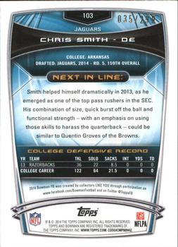 2014 Bowman - Rookies Rainbow Orange #103 Chris Smith Back