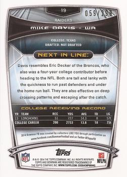 2014 Bowman - Rookies Rainbow Orange #19 Mike Davis Back
