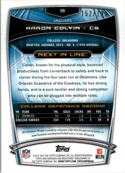2014 Bowman - Rookies Rainbow Red #96 Aaron Colvin Back