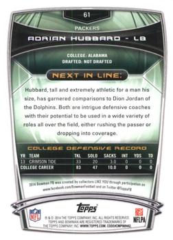 2014 Bowman - Rookies Purple #61 Adrian Hubbard Back