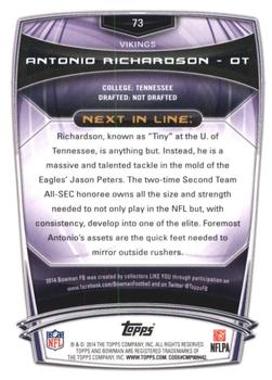 2014 Bowman - Rookies Purple #73 Antonio Richardson Back