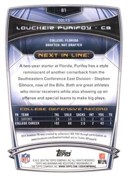 2014 Bowman - Rookies Purple #81 Loucheiz Purifoy Back
