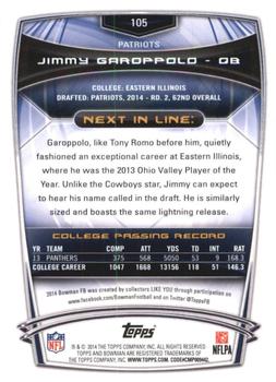 2014 Bowman - Rookies Purple #105 Jimmy Garoppolo Back