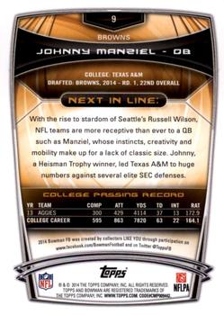 2014 Bowman - Rookies Rainbow Purple #9 Johnny Manziel Back