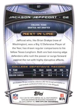 2014 Bowman - Rookies Rainbow Purple #87 Jackson Jeffcoat Back