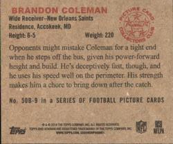 2014 Bowman - Mini #50B-9 Brandon Coleman Back