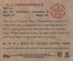 2014 Bowman - Mini Autographs Red Ink #59 C.J. Fiedorowicz Back
