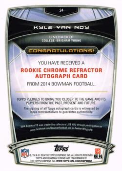 2014 Bowman - Chrome Rookie Autographs Refractors #24 Kyle Van Noy Back