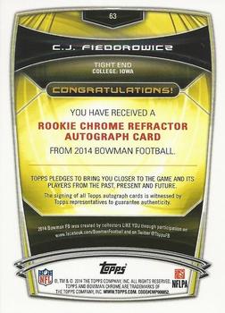2014 Bowman - Chrome Rookie Autographs Refractors #63 C.J. Fiedorowicz Back