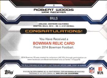 2014 Bowman - Relics Gold #8 Robert Woods Back