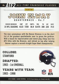 2014 Panini Hot Rookies - All-Time Franchise Players Gold #2 John Elway Back