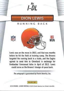 2014 Panini Hot Rookies - Inscriptions #I-DL Dion Lewis Back