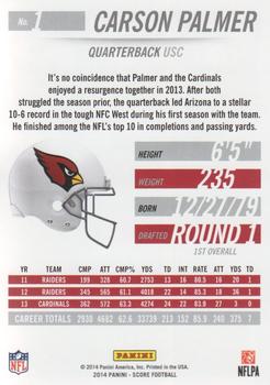 2014 Panini Hot Rookies - Red Zone #1 Carson Palmer Back