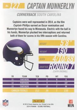 2014 Panini Hot Rookies - Scorecard #127 Captain Munnerlyn Back