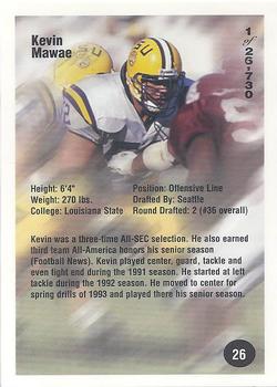 1994 Superior Rookies #26 Kevin Mawae Back