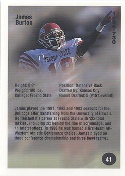 1994 Superior Rookies #41 James Burton Back