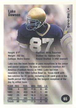 1994 Superior Rookies #65 Lake Dawson Back