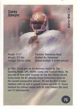 1994 Superior Rookies #75 Corey Sawyer Back