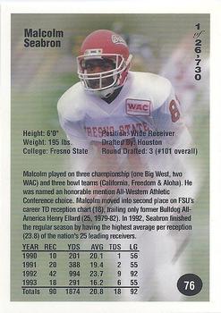 1994 Superior Rookies #76 Malcolm Seabron Back