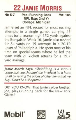 1989 Washington Redskins Police #22 Jamie Morris Back