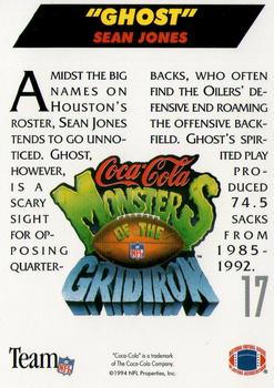 1993 Coca-Cola Monsters of the Gridiron #17 Sean Jones Back
