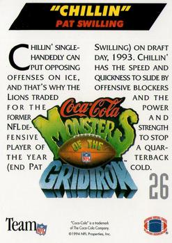1993 Coca-Cola Monsters of the Gridiron #26 Pat Swilling Back