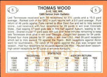 1990 Tennessee Volunteers Centennial #5 Thomas Woods Back