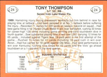 1990 Tennessee Volunteers Centennial #24 Tony Thompson Back